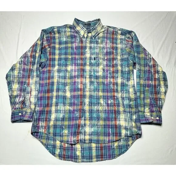 Colours by Alexander Julian Men's Plaid Highland Cow Button Up Shirt - Size L - Picture 1 of 5